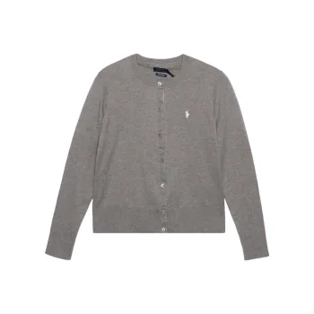 Polo Ralph Lauren Women's Logo intarsia Single Breasted Knitwear Grey