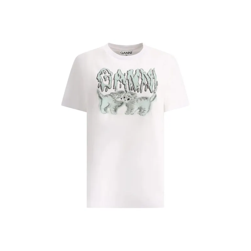 GANNI Logo Printed Crewneck T Shirt-0