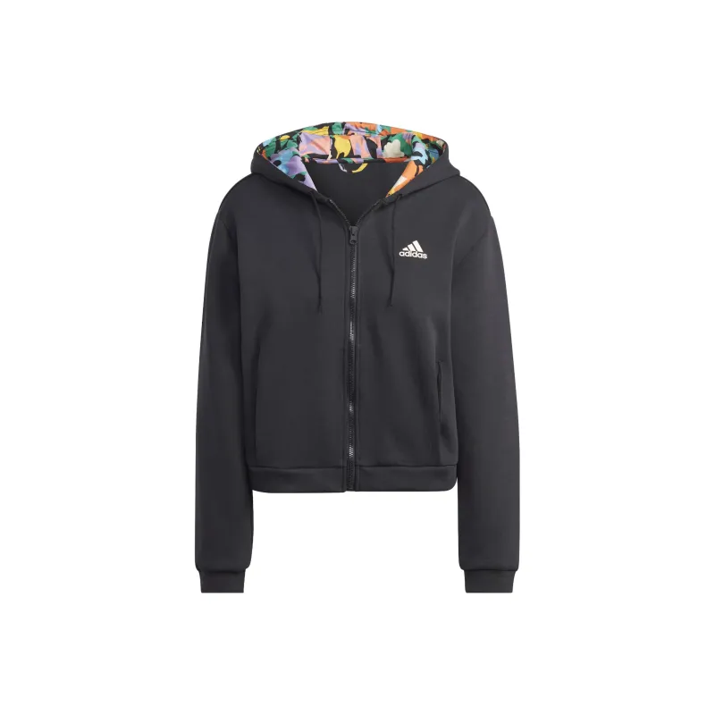 Adidas Graphic Full-Zip Hoodie Jackets Coats Women's Black-0