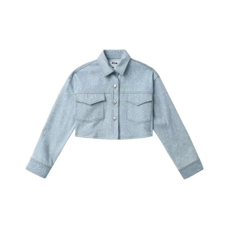 MSGM Glitter Cropped Jacket-0