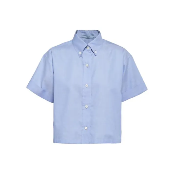 PRADA Logo embroidered Oxford Shirt-0