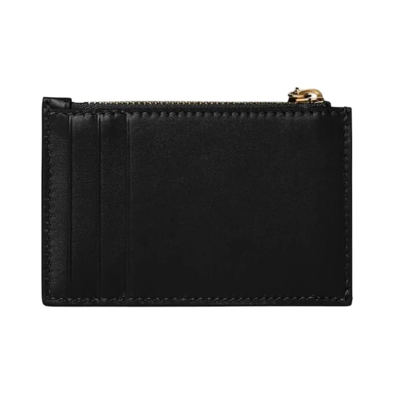 GUCCI Leather Card Holder Women's Black-2