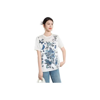 Yi Mengyuan Silk T-shirt Women's Orchid Butterfly