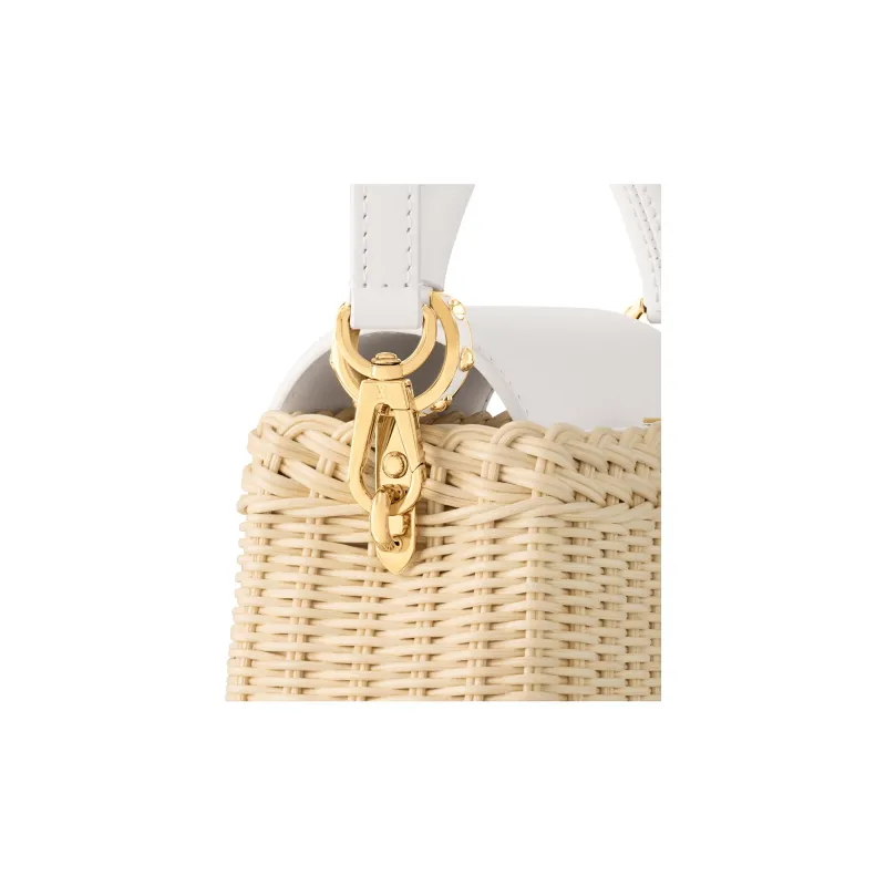 LOUIS VUITTON Capucines Rattan And Cow Leather Woven Bag Shoulder Bag Handbag Mini Women's Beige & Silver-4