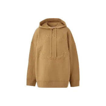 Burberry Embroidered Oak Leaf Crest Drawstring Hoodie