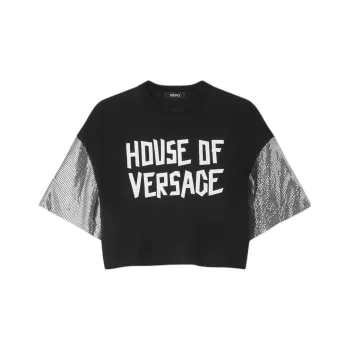 VERSACE Logo-Printed Cropped T-Shirt