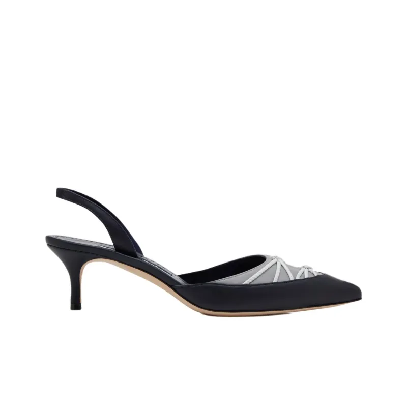 MANOLO BLAHNIK Maretsli Slim Heel High Heels 5cm Women's Dark Blue-1
