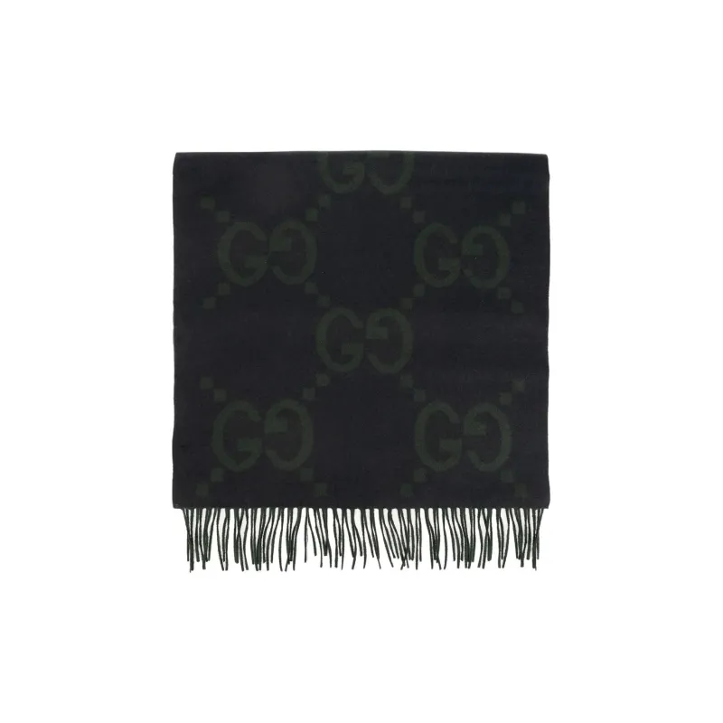 GUCCI Cashmere Knit Scarves Men's Gray-0