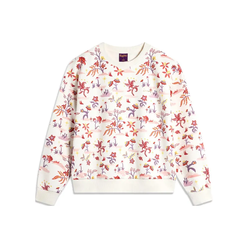 LiNing Rijin Doujin Collection Sweatshirt Women's Ecru All Over Print-0
