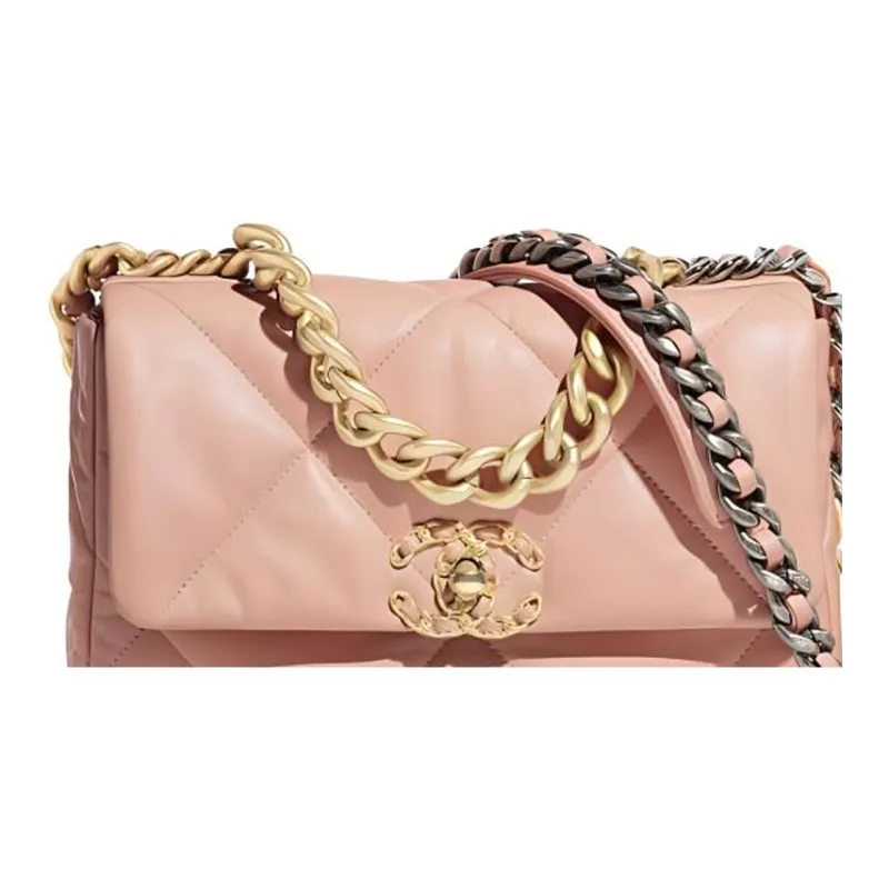 CHANEL 19Bag Goatskin Flap Bag, Shoulder Bag, Crossbody Bag Trumpets Women's Light Pink-3