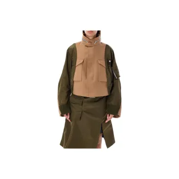 Sacai Wool Melton X Nylon Twill Jacket 'Beige/Olive'