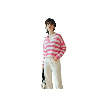Olrain Knitwear Women's Pink White