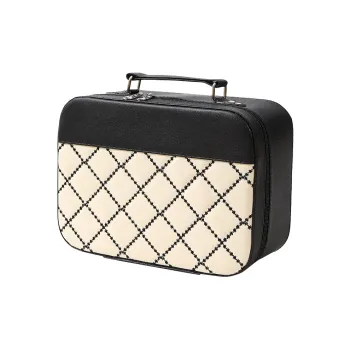 Love Of Wormwood Embroidered Grid Makeup Bags Large Capacity