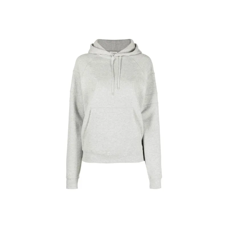 SAINT LAURENT Logo Embroidered Drawstring Hoodie-0