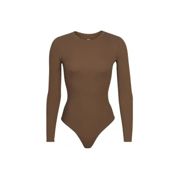 Skims Swim Long Sleeve One Piece Almond