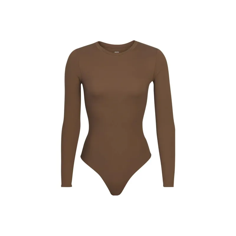 Skims Swim Long Sleeve One Piece Almond-0