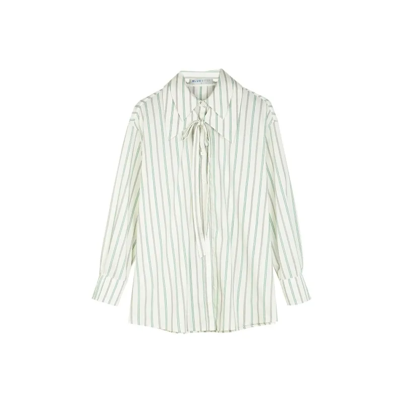 BLUEerror Shirt Women's Black Green Stripes-0