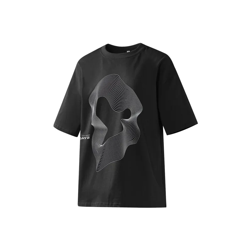 Libito Drop Shoulder Sleeve T Shirt Unisex Black-0