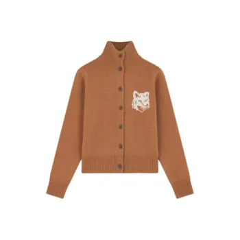 Maison Kitsune Fox Head Intarsia High Neck Cardigan
