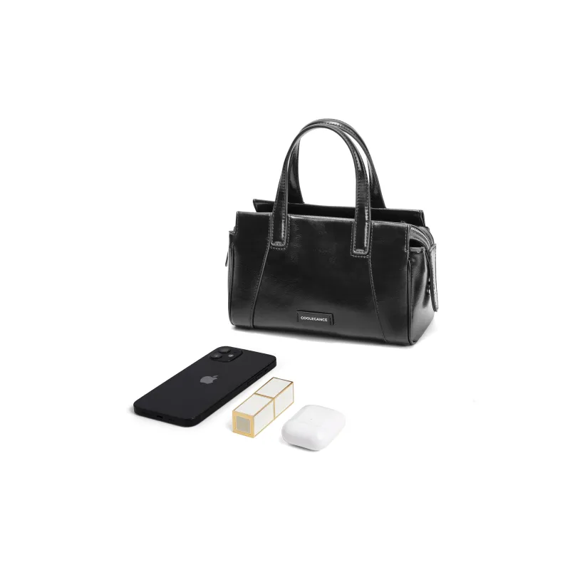 BELLE Artificial Leather Handbag Medium Size Women's Brown-4