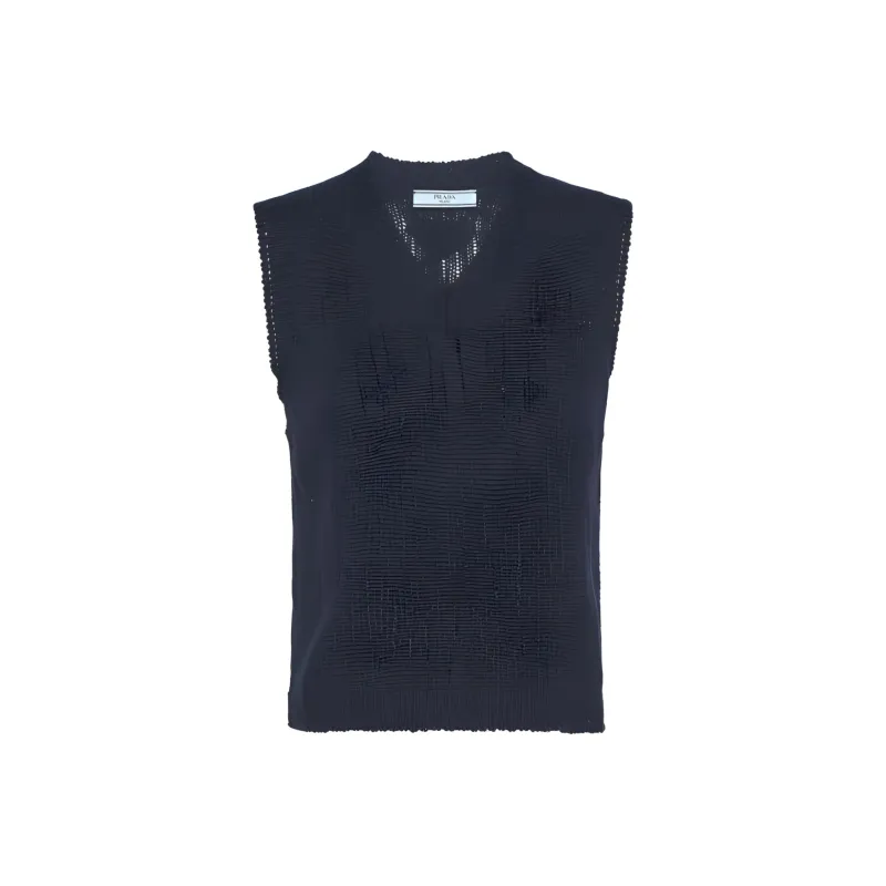 PRADA V neck Cashmere Vest-0