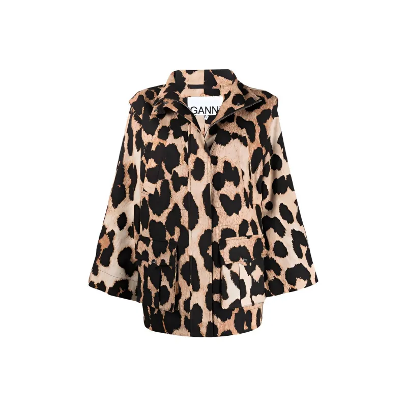 GANNI Linen Canvas Jacket 'Leopard'-0