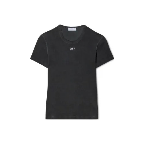OFF WHITE Logo Embroidered Crewneck T Shirt