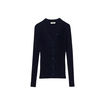 Sandro V neck Ribbed Cardigan