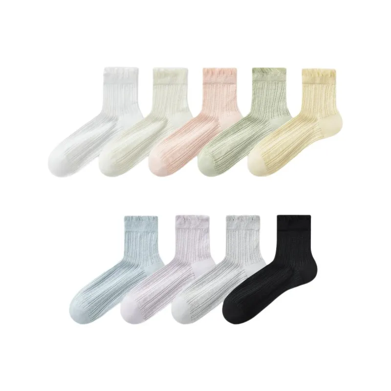 Temooues Mid Calf Socks Women's Combo Set-9