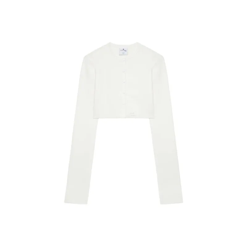 COURREGES Knit Cropped Cardigan 'Heritage White'-0