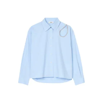 Sandro Rhinestone trim Cotton Shirt
