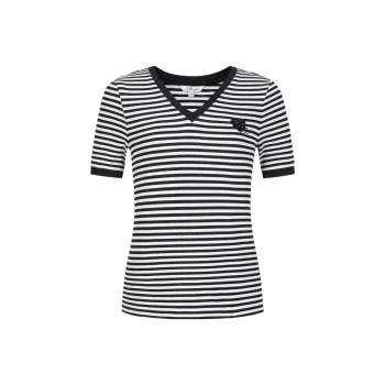 JZ. ANNAKRO T Shirt Women's Black White Stripes