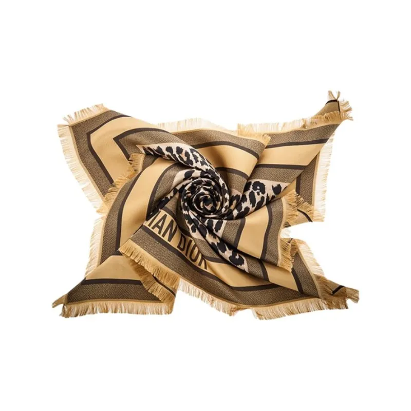 DIOR Fringed Leopard Printed Scarf-3