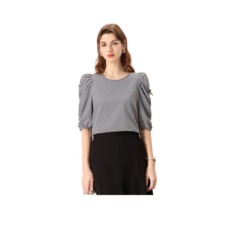 FENHONGMALI Shirt Women's Black White-0