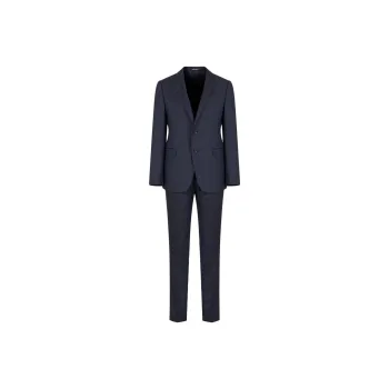 EMPORIO ARMANI Single breasted Slim fit Suit In Superfine Wool With A Striped Chevron Motif