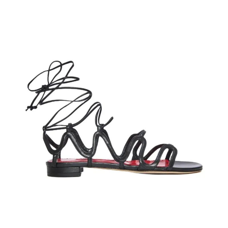 MANOLO BLAHNIK Fawdaflat One Strap Sandals Women's Black-1