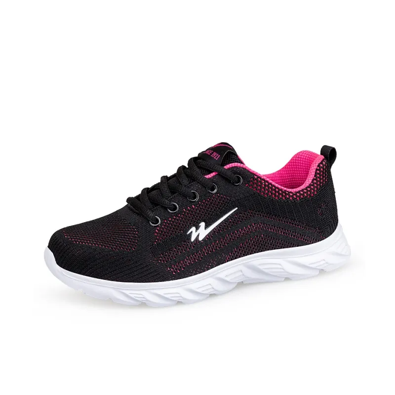 Binary Cushioning, Lightweight, Breathable Low Top Running Shoes Women's Black Rose Red-1