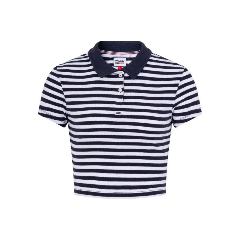 Tommy Hilfiger Polo Shirts Women's Dark Blue White Stripes C87-0