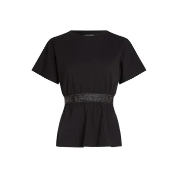 KARL LAGERFELD / Karl Lagerfeld Jeans Glitter Logo tape T shirt