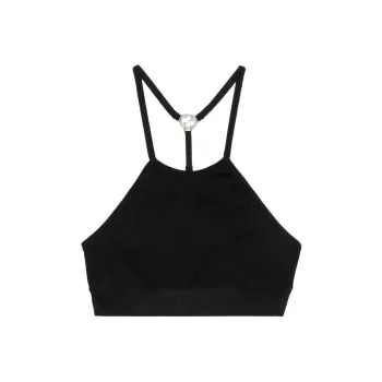 GUCCI Nylon Jersey Crop Top Black