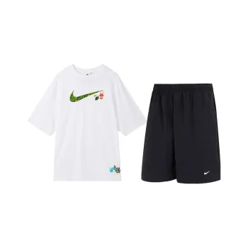 Nike Casual Sportswear Unisex Set White Top+Black Shorts