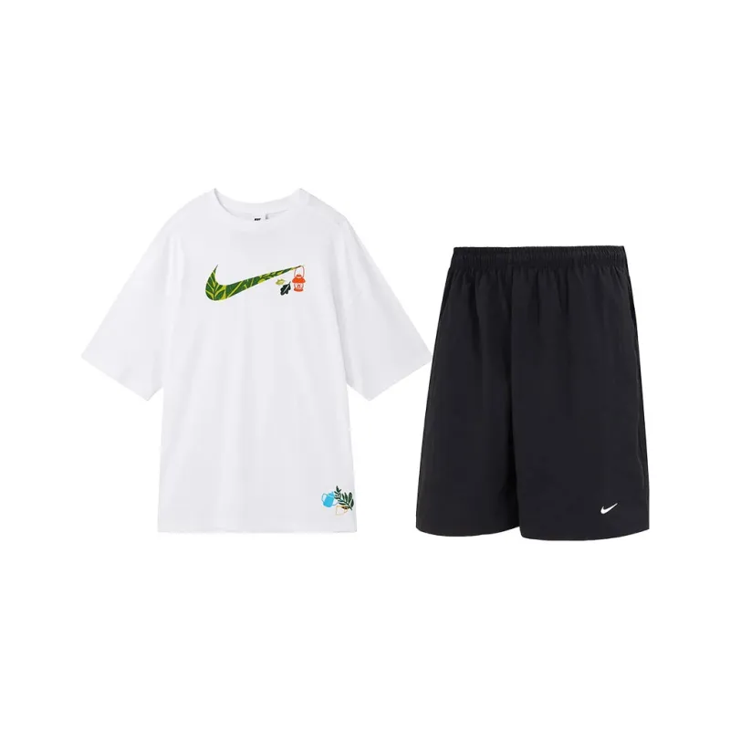 Nike Casual Sportswear Unisex Set White Top+Black Shorts-0