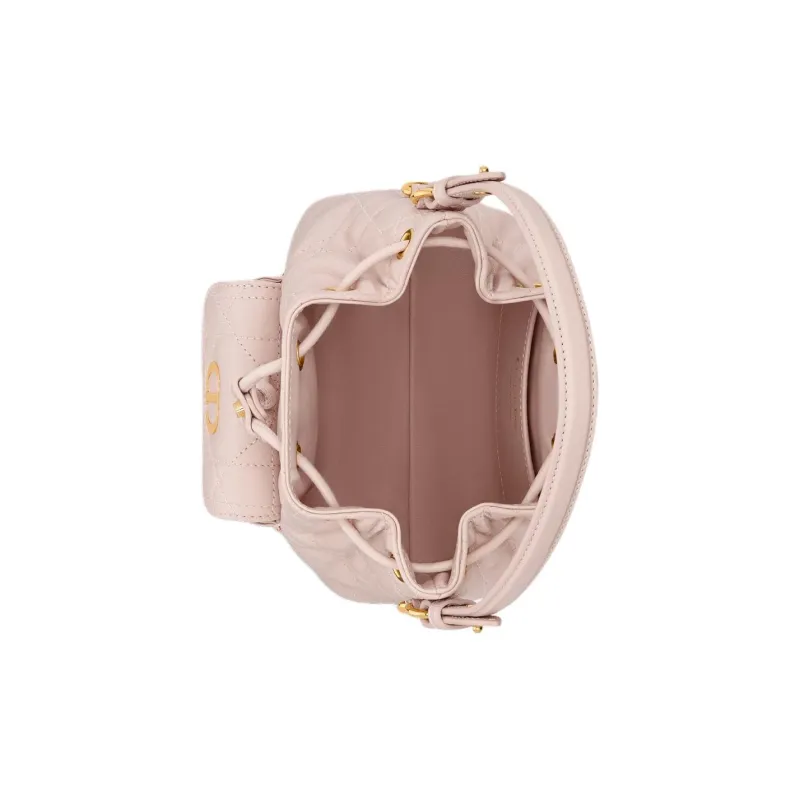 DIOR Caro Sheepskin With Calfskin Bucket Bag, Shoulder Bag, Crossbody Bag, Handbag Mini Women's Pink-4