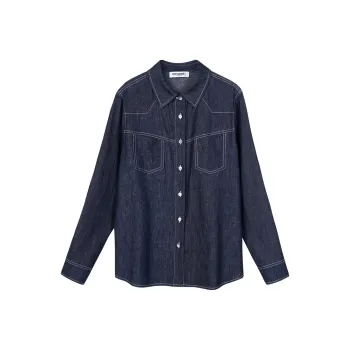 MISSSHINE Shirt Women's Dark Denim Blue