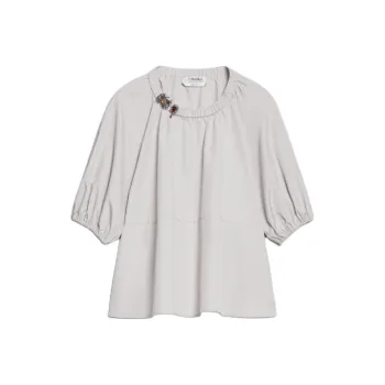 'S MAX MARA Tatiana Collection Cotton Poplin Blouse Shirt Women's Beige