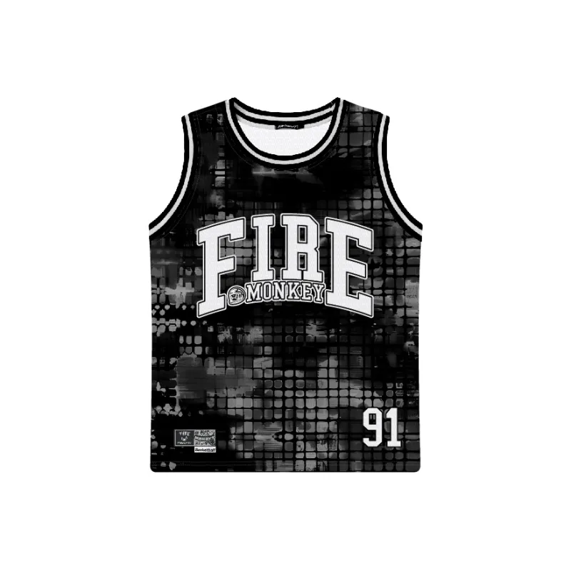 FireMonkey Basketball Jersey Unisex Cool Elegant Black-0