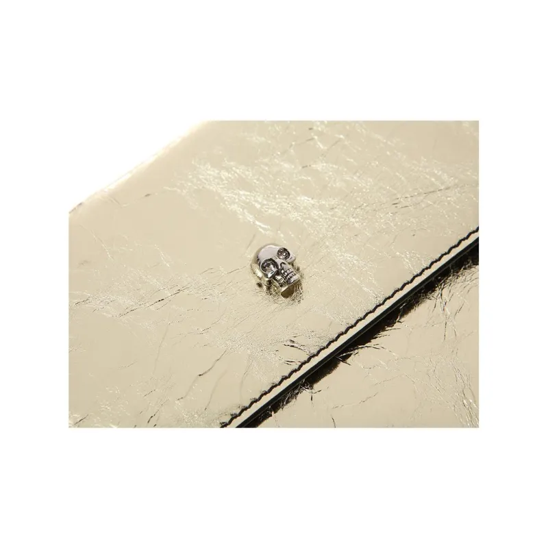 Alexander McQueen Cow Leather Clutch Medium Size Women's Gold-8