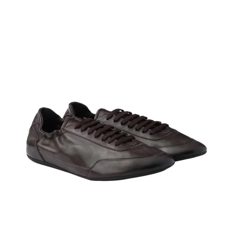 PRADA Collapse Low Top Casual Shoes Men's Brown-2