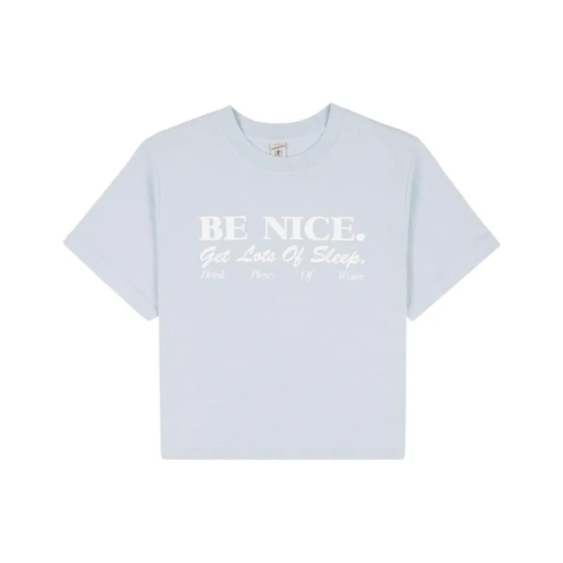 SPORTY & RICH Be Nice Cropped Cotton T shirt-0