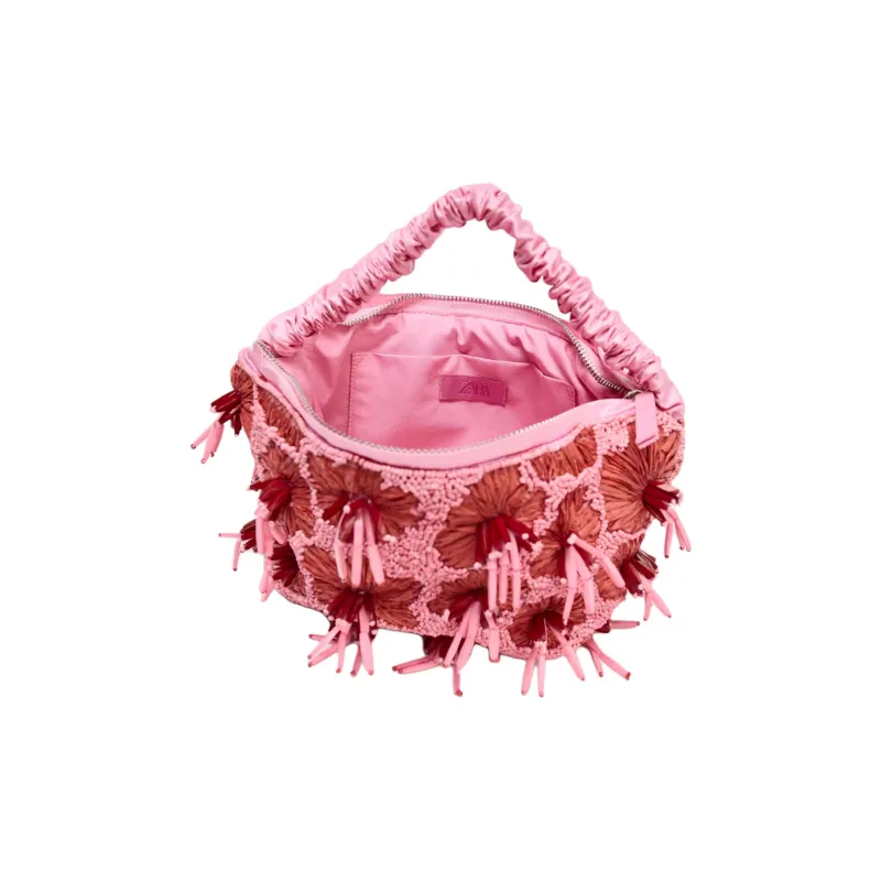 ZARA Polyester Bucket Bag Handbag Trumpets Women's Pink-3
